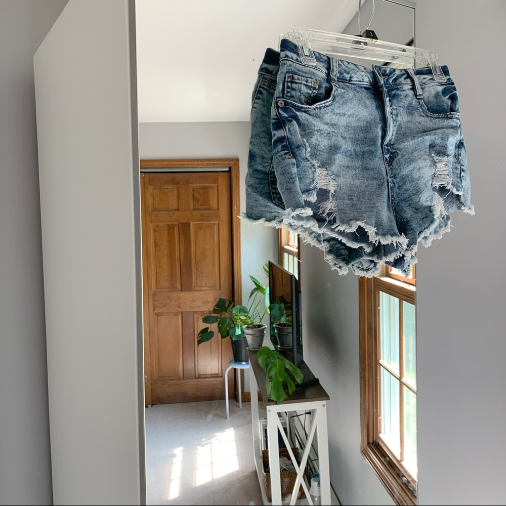 High Waisted Acid Wash Denim Shorts